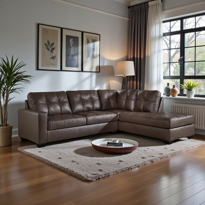 Barlin Mills 2-Piece Sectional Sofa In Leather Upholstery - Umber | Benchcraft By Ashley
