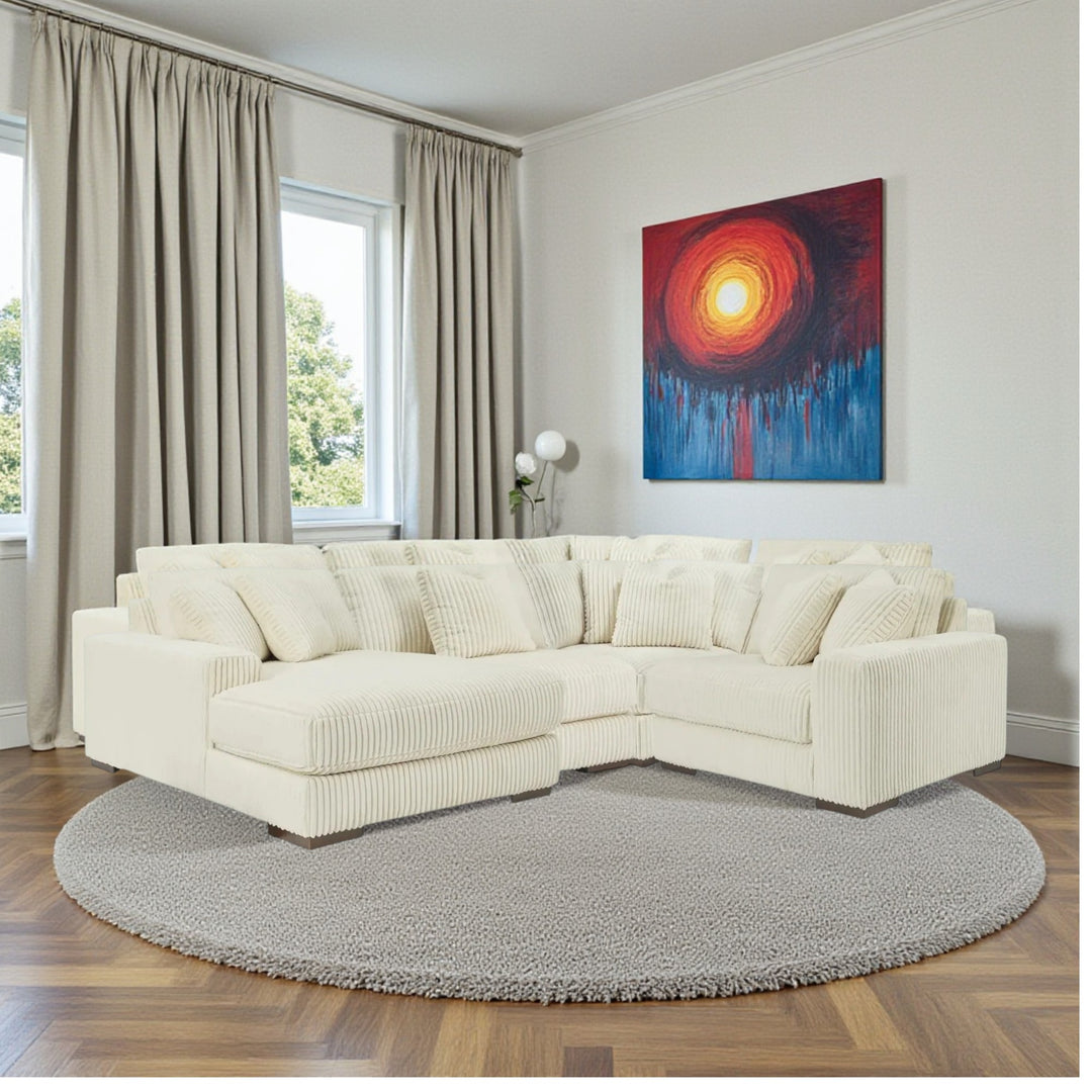 21104S17 Lindyn 4-Piece LAF Sectional Sofa in Fabric Upholstery - Ivory | Signature Design by Ashley