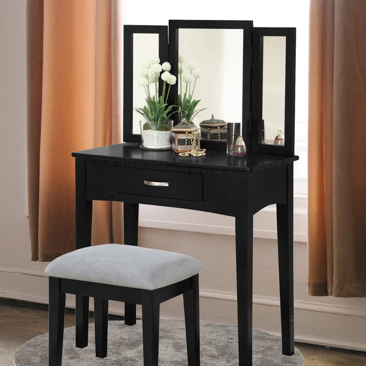 Stylish Black Vanity Set - Complete Bedroom Ensemble