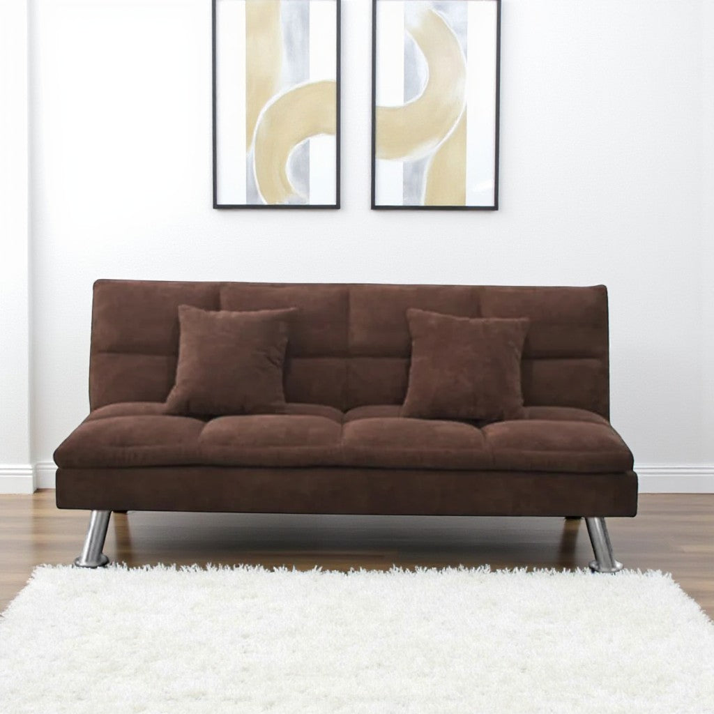 Aaron Fabric Upholstered Sofa Bed With Fold-Down Transition Mechanism - Brown