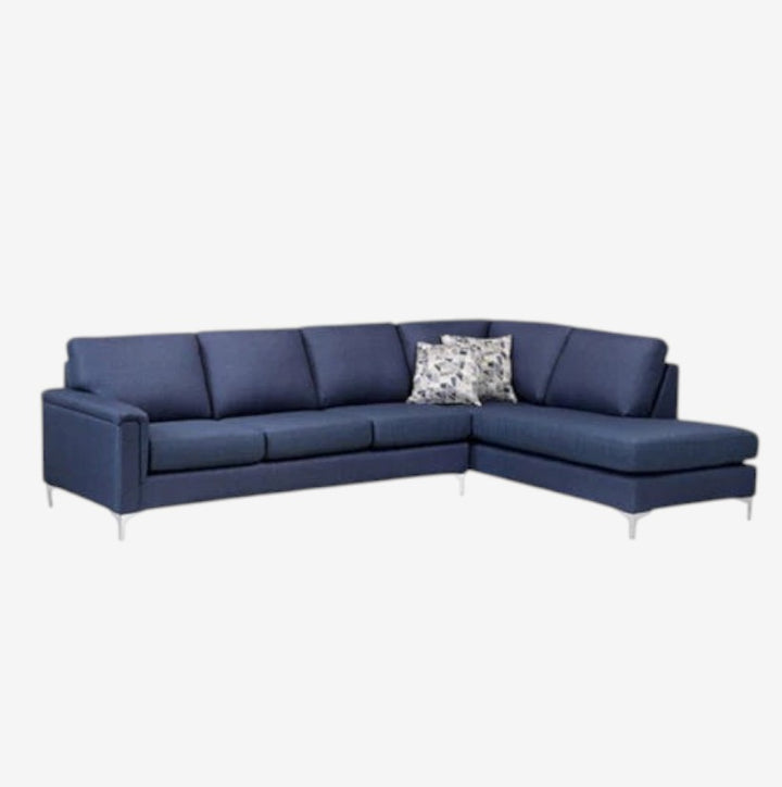 Monarch Fabric Upholstered Sectional Sofa With RHF Corner Chaise - Blue