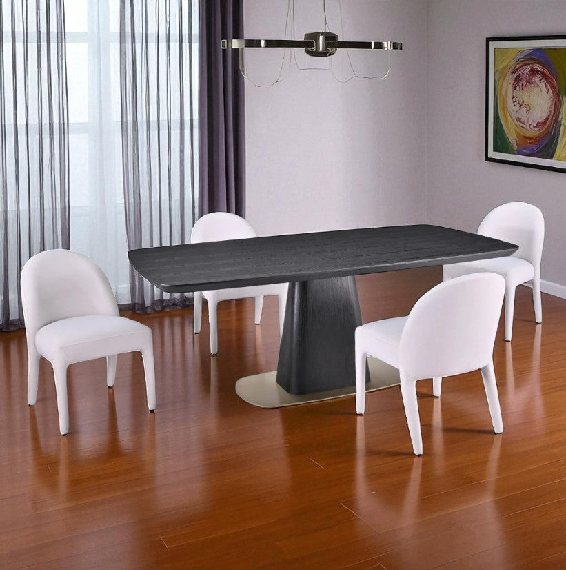 Breeze Dining Table Set For 4 With Fabric Upholstered Chairs - Black/ Beige