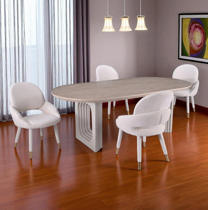 Goldstone Dining Table Set For 4 With Fabric Upholstered Chairs - Beige