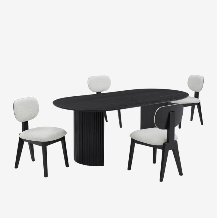 Fresco Dining Table Set For 4 With Fabric Upholstered Chairs - Black