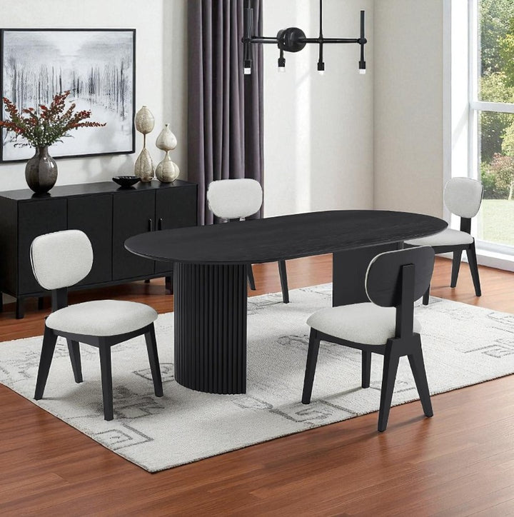 Fresco Dining Table Set For 4 With Fabric Upholstered Chairs - Black