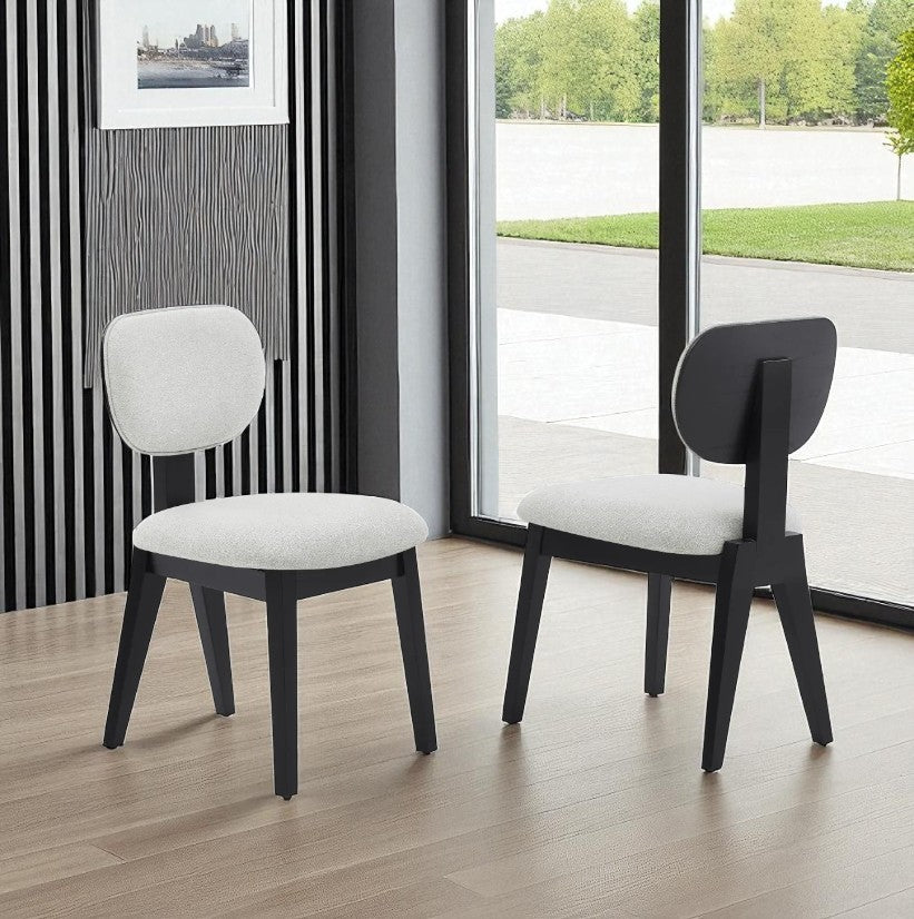 Fresco Dining Table Set For 4 With Fabric Upholstered Chairs - Black