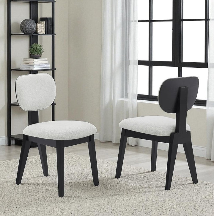 Fresco Dining Table Set For 6 With Fabric Upholstered Chairs - Black