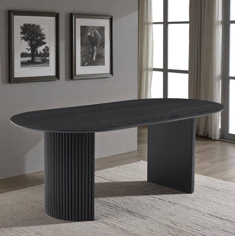 Fresco Dining Table Set For 6 With Fabric Upholstered Chairs - Black