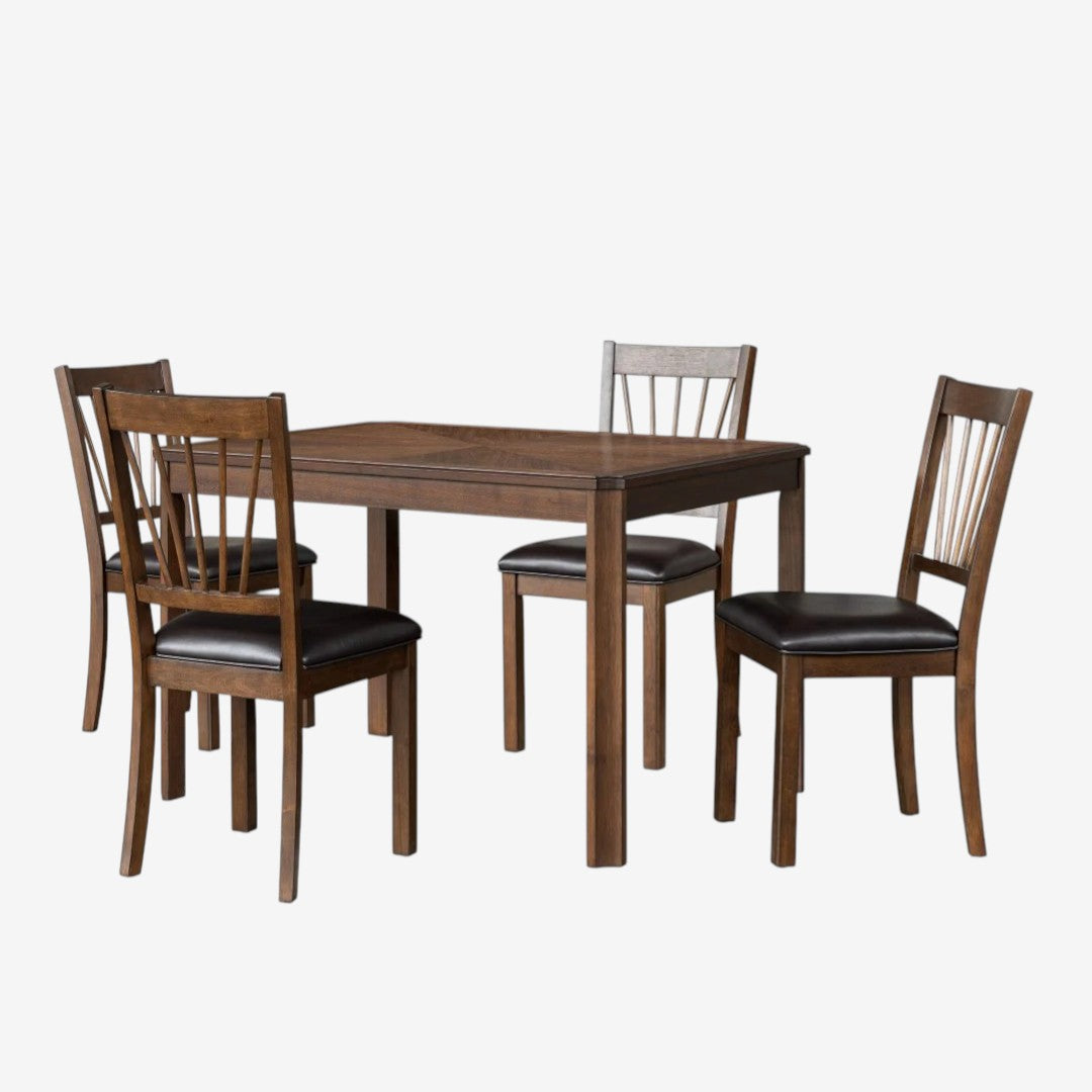Manor Wooden Dining Table Set For 4 With PU Upholstered Chairs - Espresso