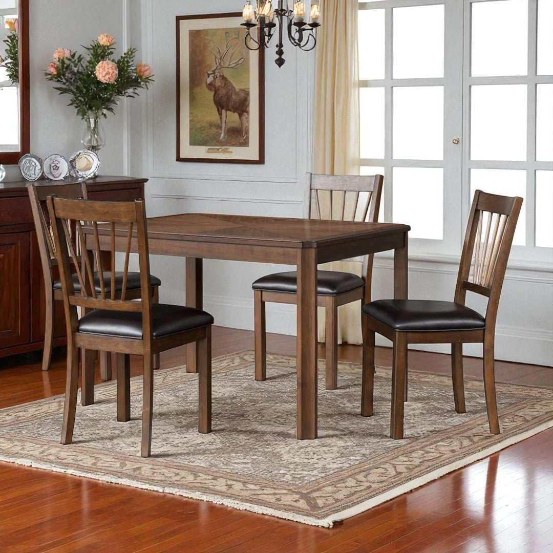 Manor Wooden Dining Table Set For 4 With PU Upholstered Chairs - Espresso