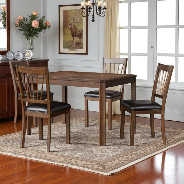 Manor Wooden Dining Table Set For 4 With PU Upholstered Chairs - Espresso