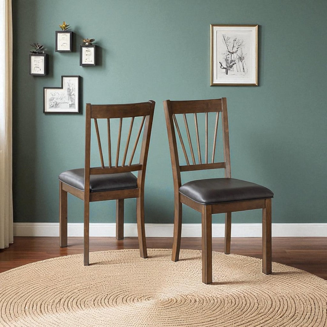 Manor Wooden Dining Table Set For 4 With PU Upholstered Chairs - Espresso