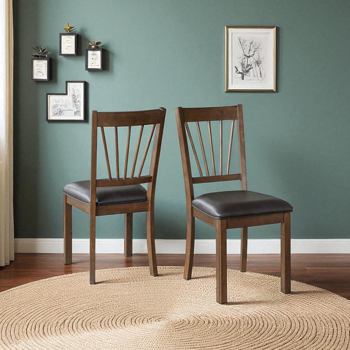 Manor Wooden Dining Table Set For 4 With PU Upholstered Chairs - Espresso