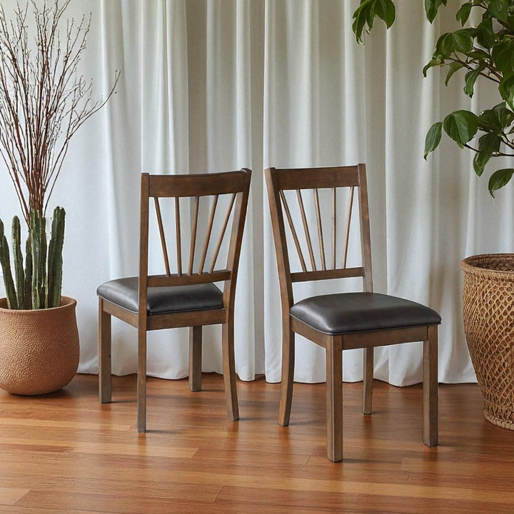 Manor Wooden Dining Table Set For 6 With PU Upholstered Chairs - Espresso