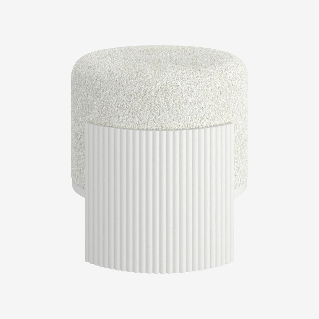 Kevin Fabric Upholstered Accent Ottoman - Ivory/ White
