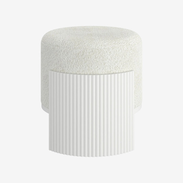 Kevin Fabric Upholstered Accent Ottoman - Ivory/ White