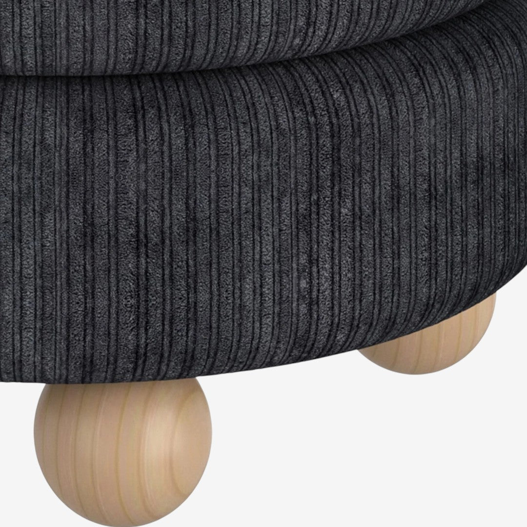 Vila Fabric Upholstered Accent Ottoman - Black