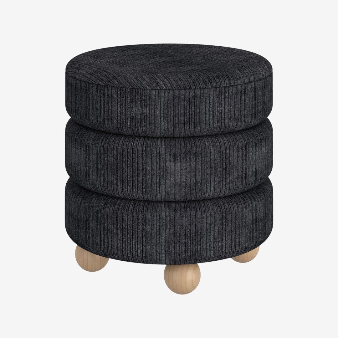 Vila Fabric Upholstered Accent Ottoman - Black