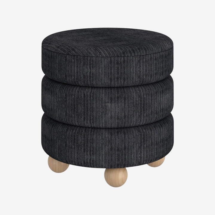 Vila Fabric Upholstered Accent Ottoman - Black