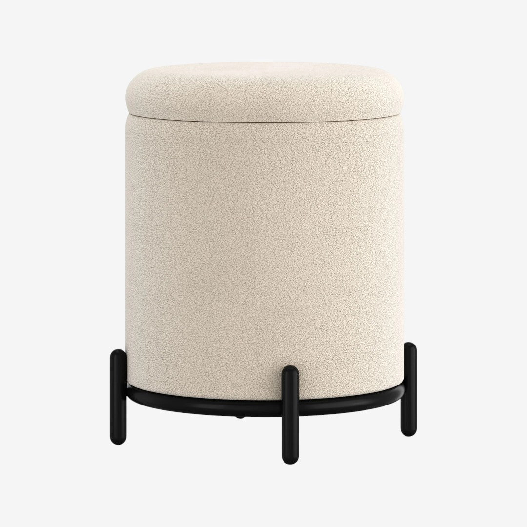 Nira Fabric Upholstered Accent Ottoman With Storage Option - Cream