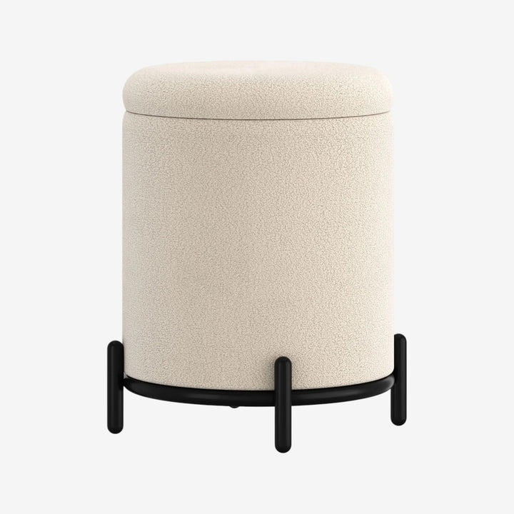 Nira Fabric Upholstered Accent Ottoman With Storage Option - Cream