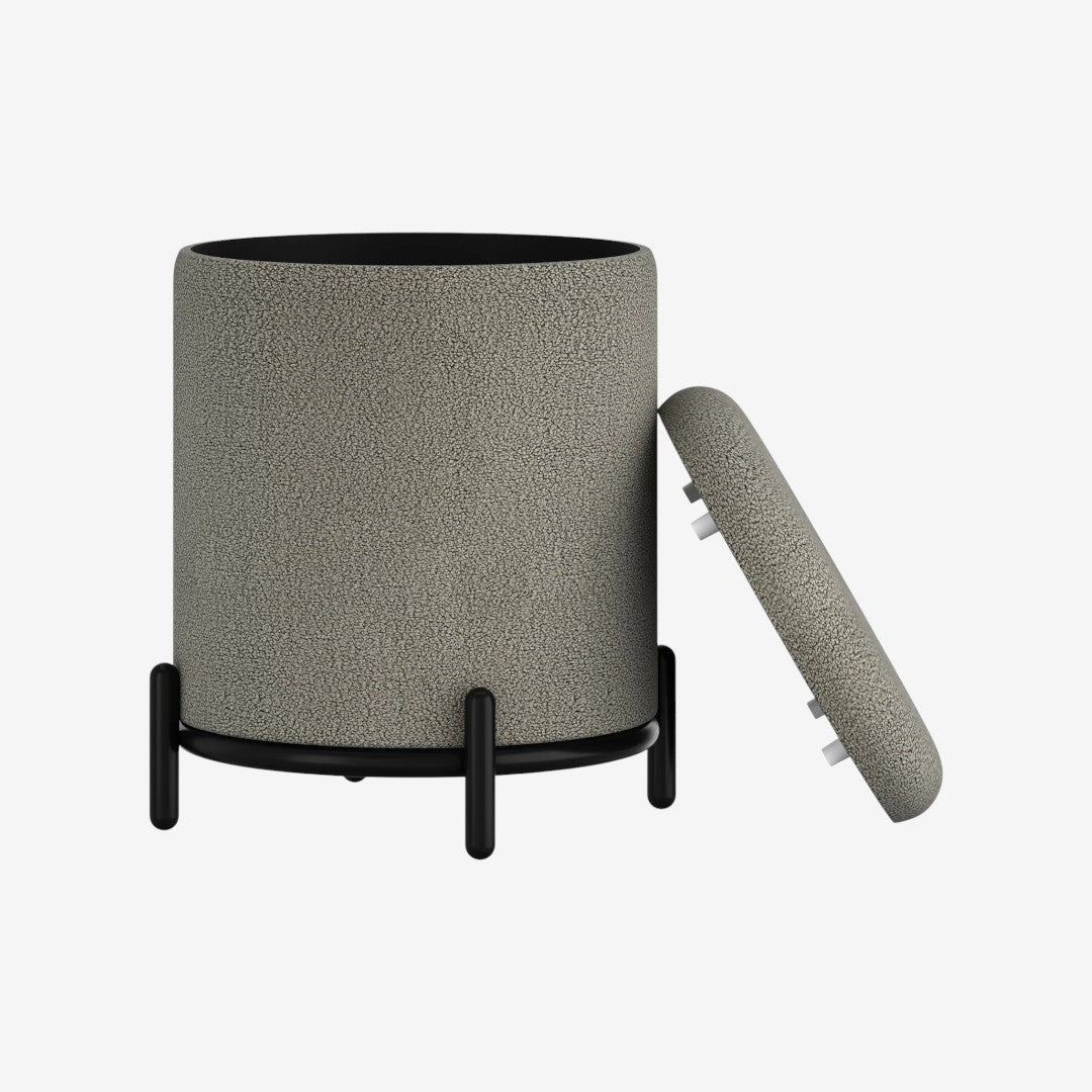 Nira Fabric Upholstered Accent Ottoman With Storage Option - Warm Grey