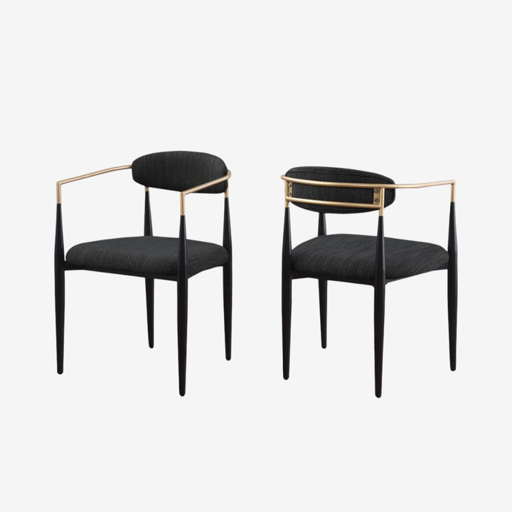 Oriva Fabric Upholstered Dining Chair With Metal Frame (Set of 2) - Black/ Gold