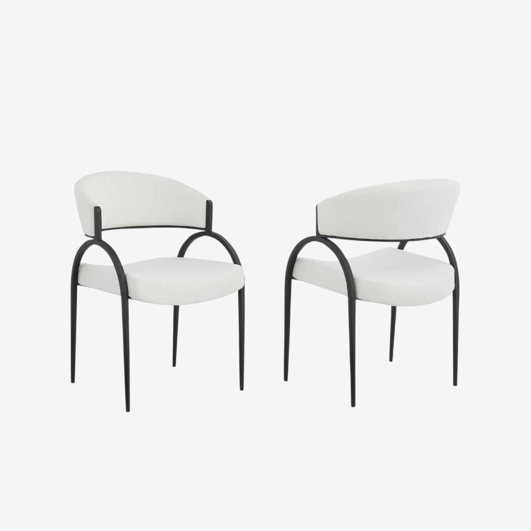 Havel Fabric Upholstered Dining Chair With Metal Frame (Set of 2) - Cream/ Black