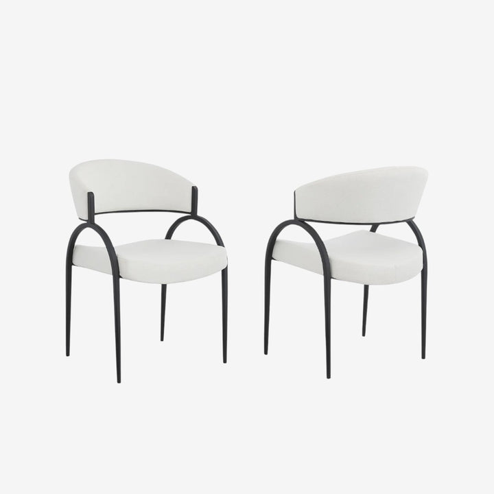 Havel Fabric Upholstered Dining Chair With Metal Frame (Set of 2) - Cream/ Black
