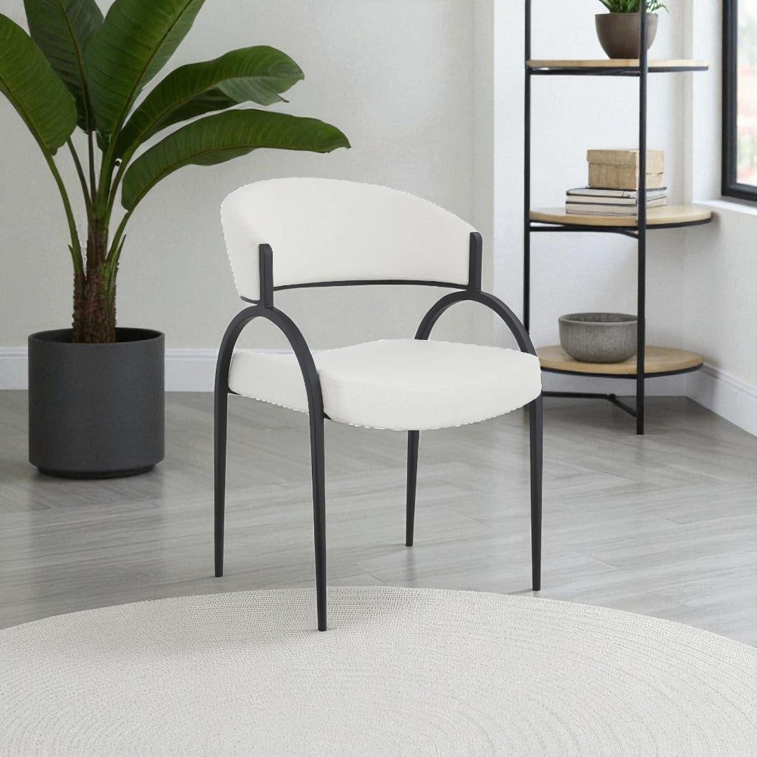 Havel Fabric Upholstered Dining Chair With Metal Frame (Set of 2) - Cream/ Black