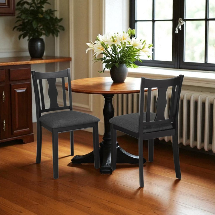 Lorin Wooden Dining Chair in Fabric Upholstery (Set of 2) - Dark Grey