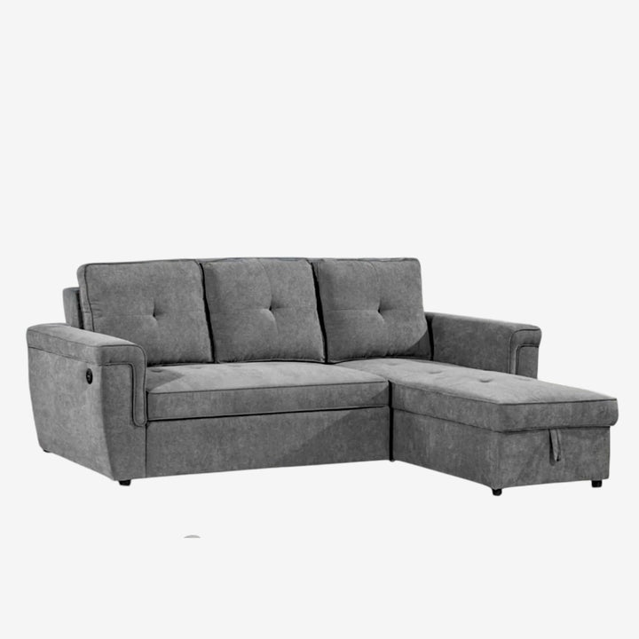 Kaghan Sectional Sofa Bed With Reversible Storage Chaise - Grey
