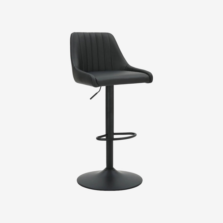 Nexar Leather Upholstered Adjustable Air-Lift Counter Stool With Metal Frame (Set of 2) - Black