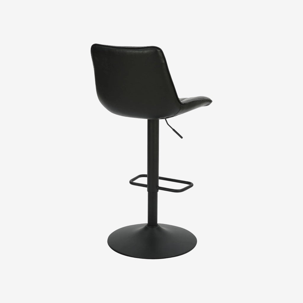 Nexar Leather Upholstered Adjustable Air-Lift Counter Stool With Metal Frame (Set of 2) - Black