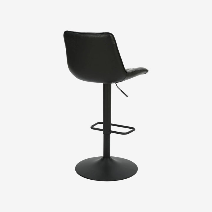 Nexar Leather Upholstered Adjustable Air-Lift Counter Stool With Metal Frame (Set of 2) - Black