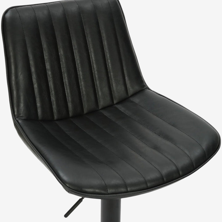 Nexar Leather Upholstered Adjustable Air-Lift Counter Stool With Metal Frame (Set of 2) - Black