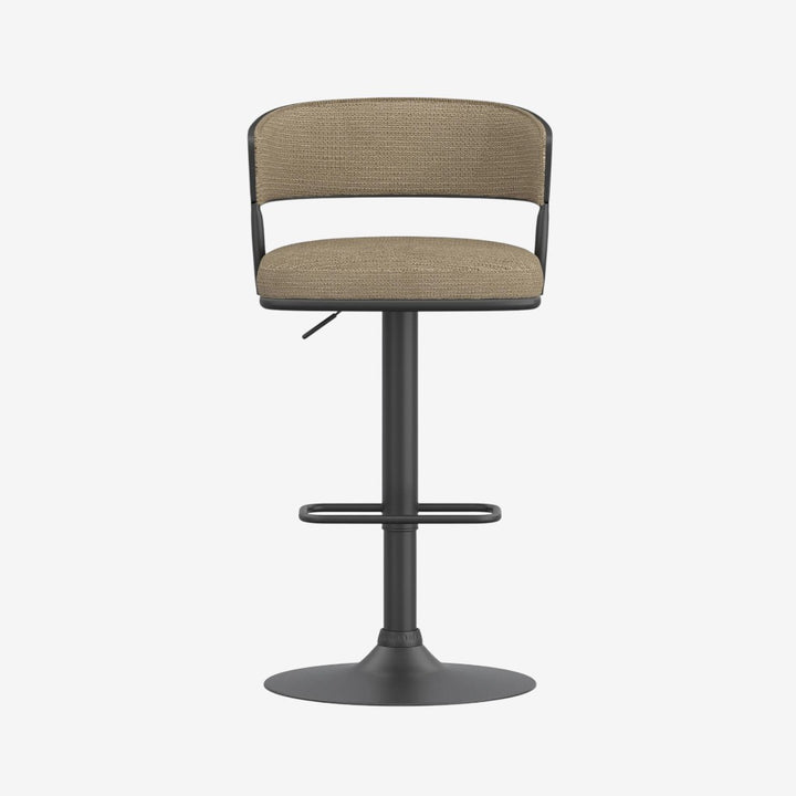 Levion Fabric Upholstered Adjustable Air-Lift Counter Stool With Metal Frame (Set of 2) - Beige/ Black