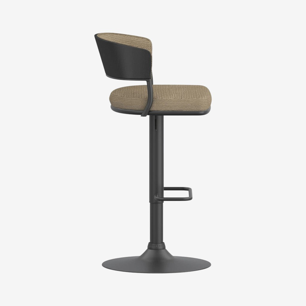 Levion Fabric Upholstered Adjustable Air-Lift Counter Stool With Metal Frame (Set of 2) - Beige/ Black