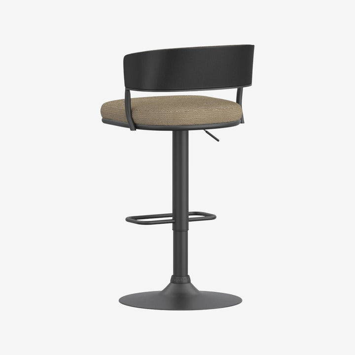 Levion Fabric Upholstered Adjustable Air-Lift Counter Stool With Metal Frame (Set of 2) - Beige/ Black