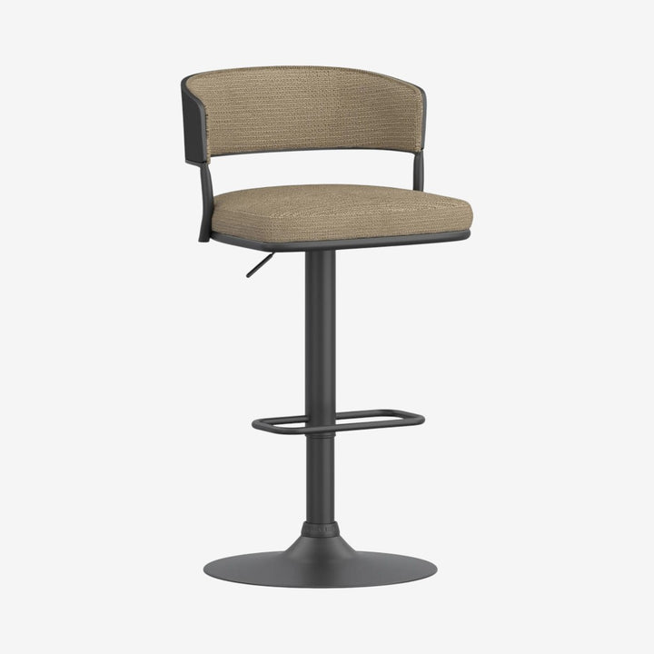 Levion Fabric Upholstered Adjustable Air-Lift Counter Stool With Metal Frame (Set of 2) - Beige/ Black