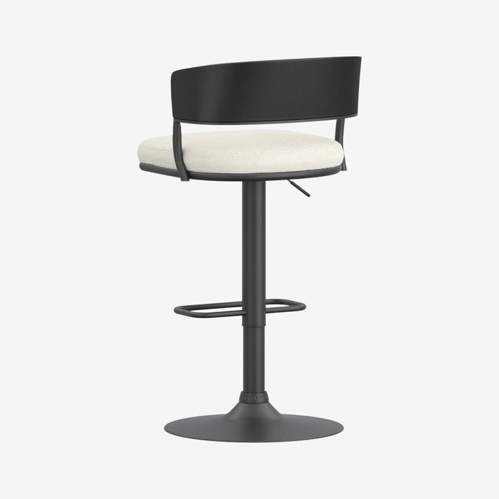 Levion Fabric Upholstered Adjustable Air-Lift Counter Stool With Metal Frame (Set of 2) - Ivory/ Black