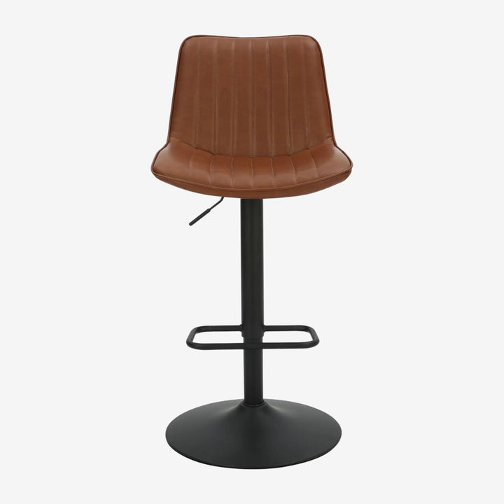 Nexar Leather Upholstered Adjustable Air-Lift Counter Stool With Metal Frame (Set of 2) - Saddle/ Black