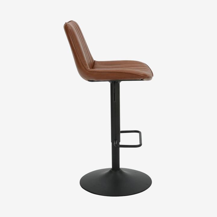 Nexar Leather Upholstered Adjustable Air-Lift Counter Stool With Metal Frame (Set of 2) - Saddle/ Black