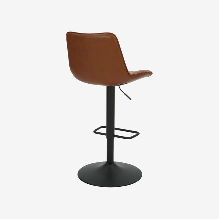 Nexar Leather Upholstered Adjustable Air-Lift Counter Stool With Metal Frame (Set of 2) - Saddle/ Black