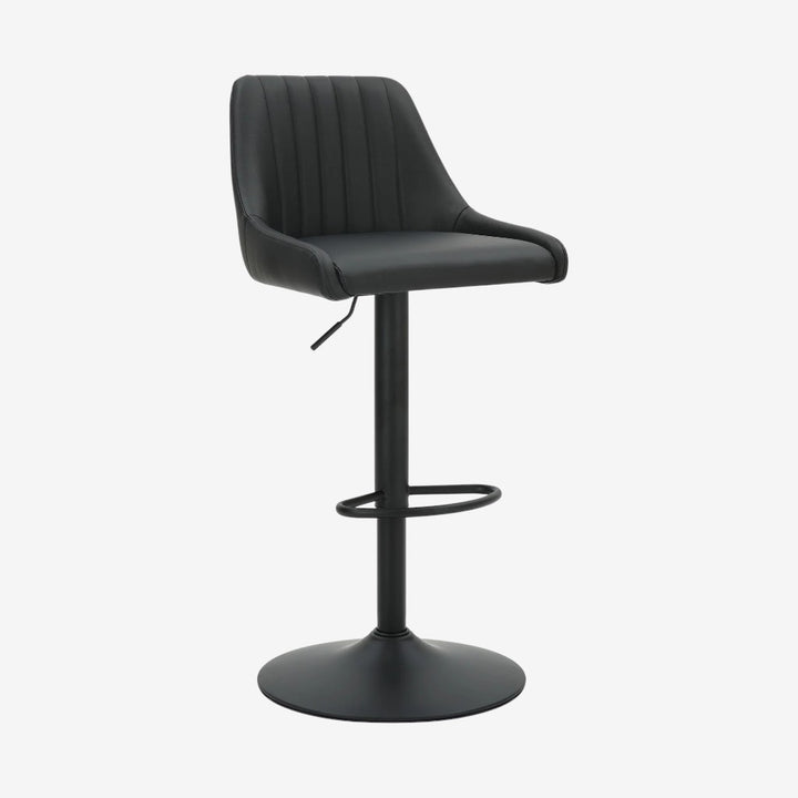 Jasper Adjustable Air-Lift Counter Stool in Leather Upholstery (Set of 2) - Black