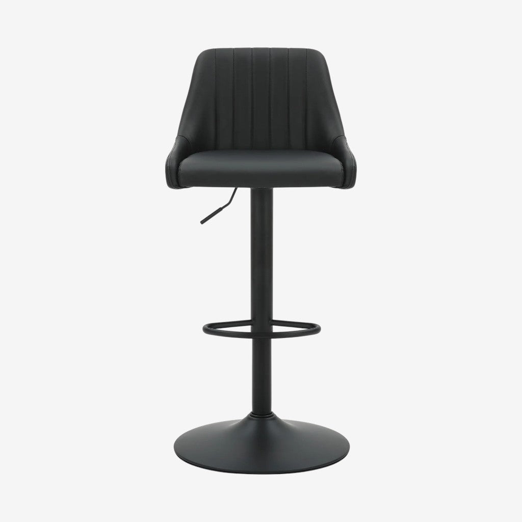 Jasper Adjustable Air-Lift Counter Stool in Leather Upholstery (Set of 2) - Black