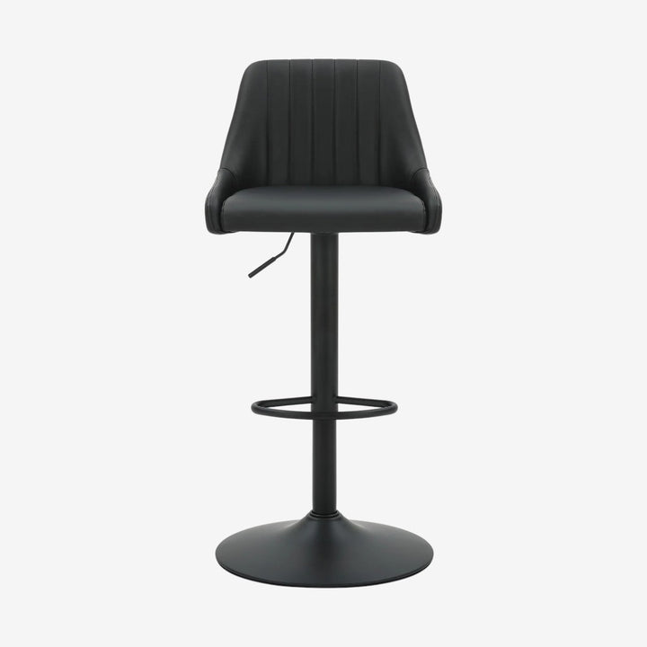 Jasper Adjustable Air-Lift Counter Stool in Leather Upholstery (Set of 2) - Black