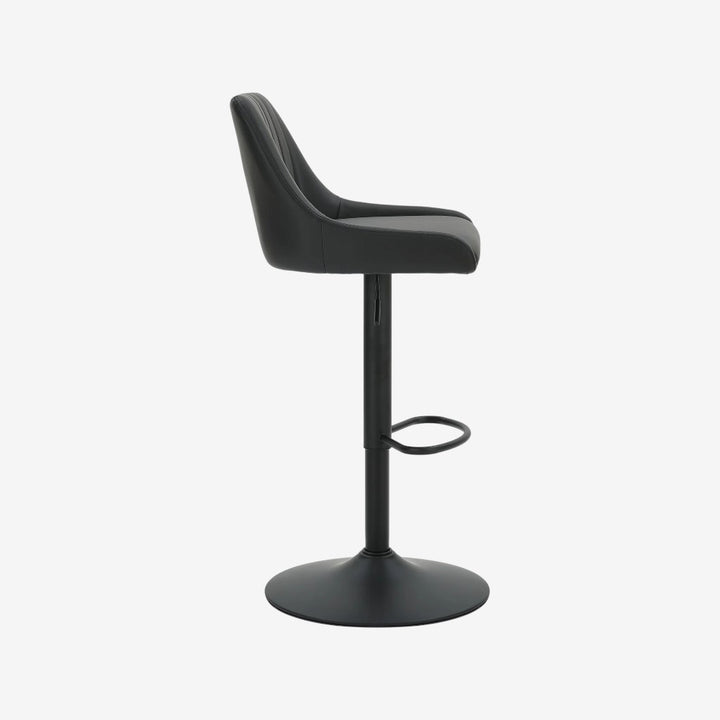 Jasper Adjustable Air-Lift Counter Stool in Leather Upholstery (Set of 2) - Black