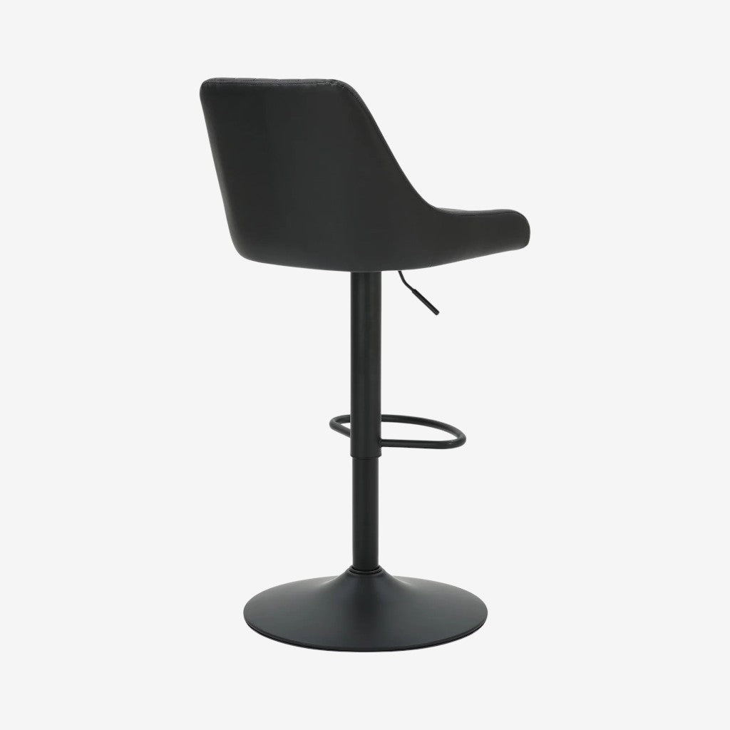 Jasper Adjustable Air-Lift Counter Stool in Leather Upholstery (Set of 2) - Black