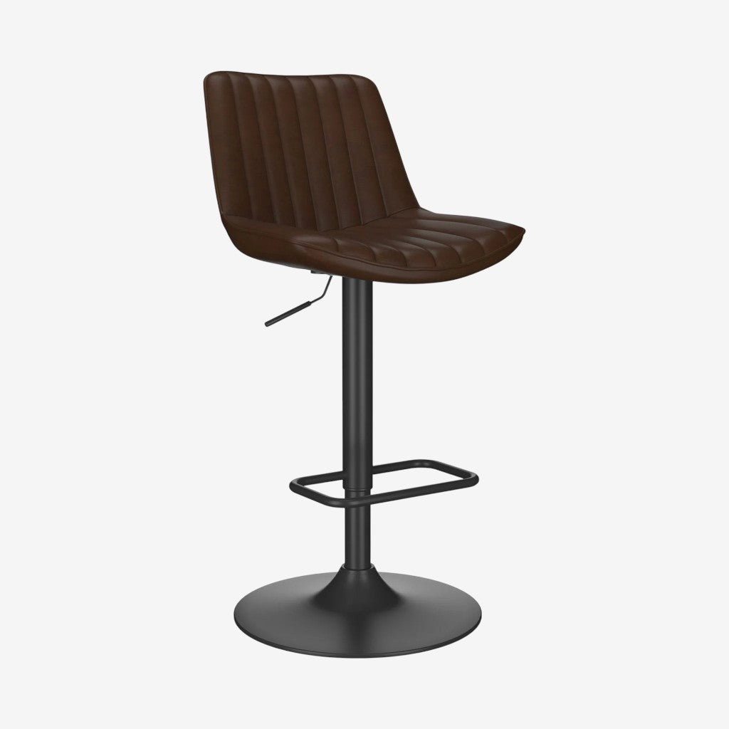 Nexar Leather Upholstered Adjustable Air-Lift Counter Stool With Metal Frame (Set of 2) - Brown/ Black
